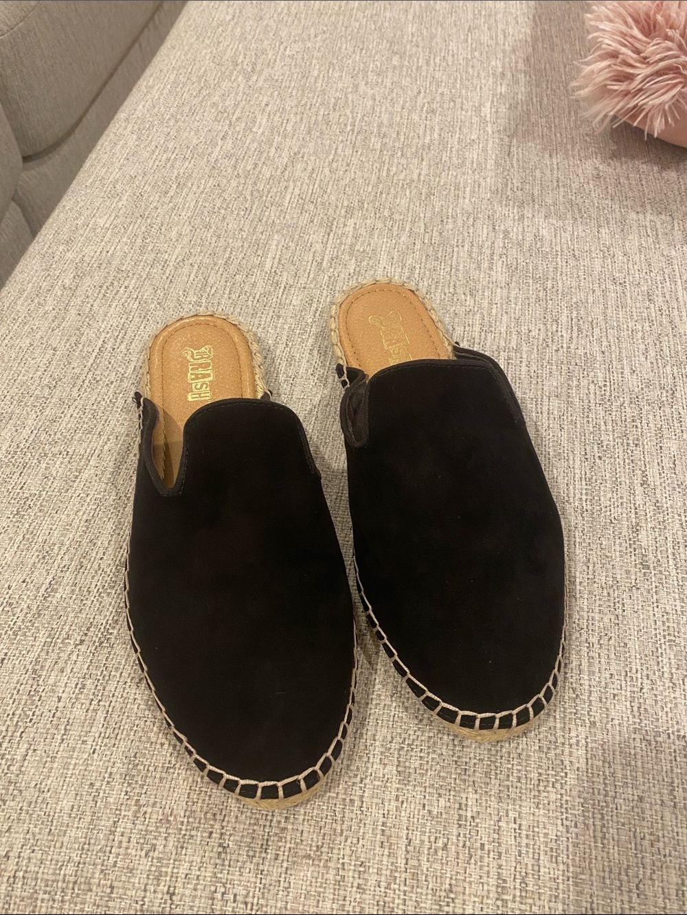 Brash Black Espadrille Slip-On Mules